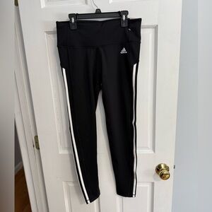 Adidas Women's Black Leggings with White Stripes